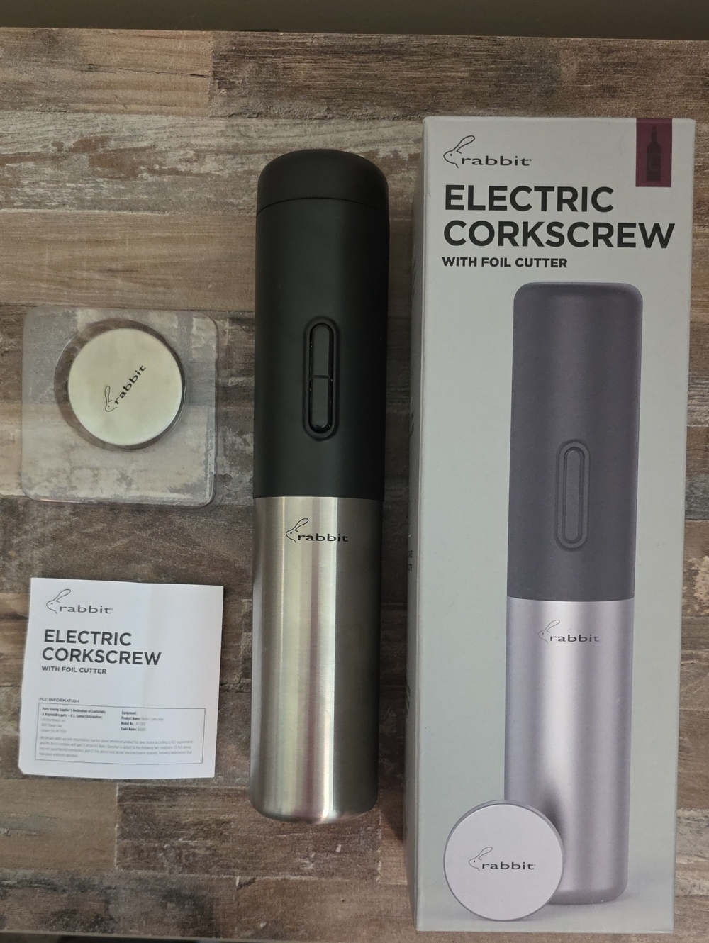 Rabbit Electric Corkscrew - Black and Stainless